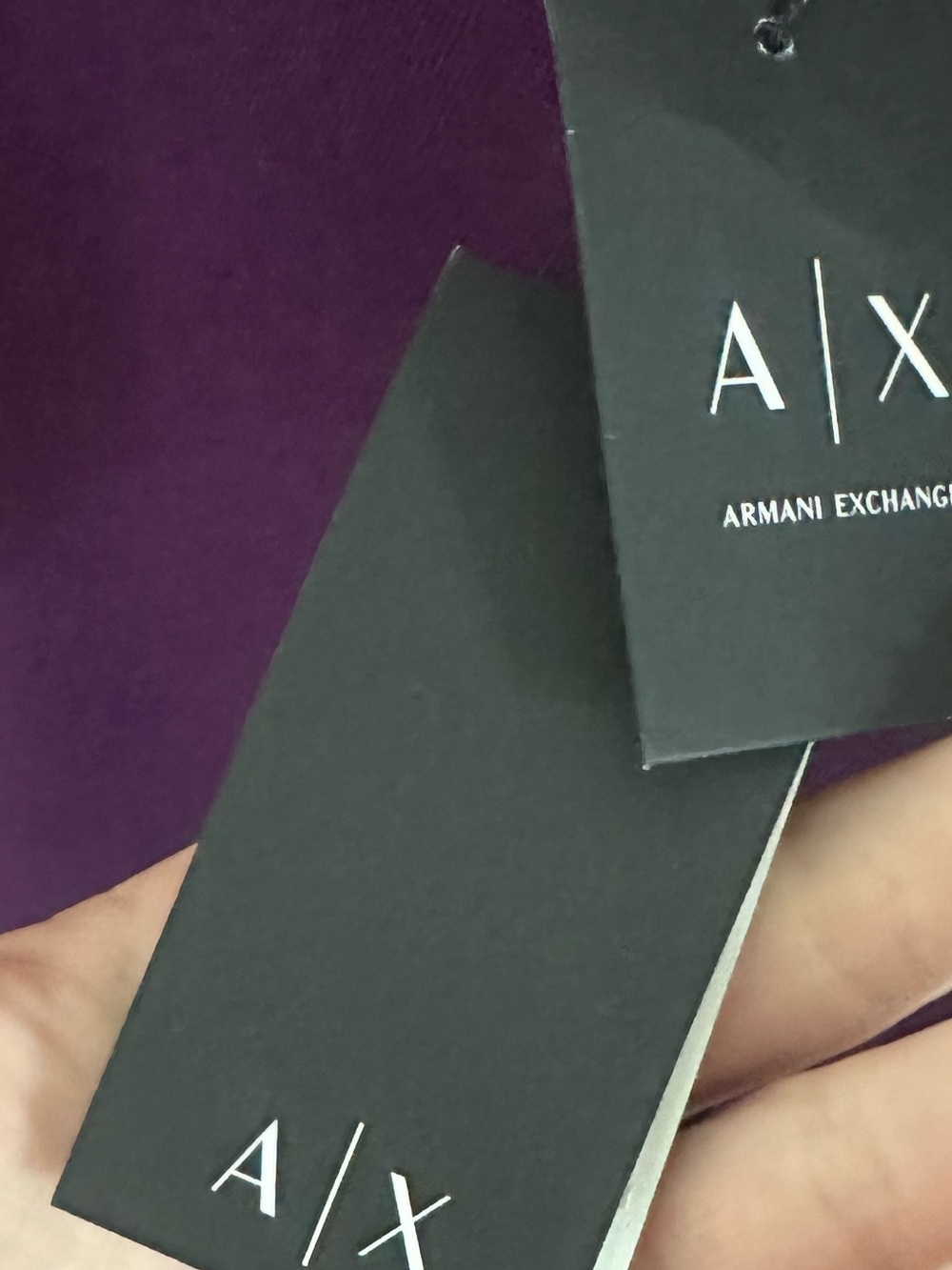 Armani Exchange Men's Plum Polo with Pink Accents - Picture 3 of 3